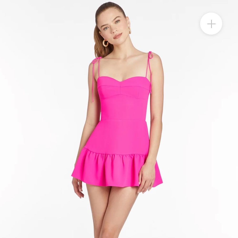 Amanda Uprichard Champagne Skort Romper in Hot Pink